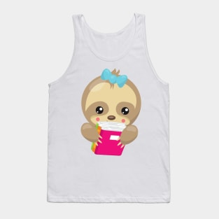 School Sloth, Cute Sloth, Baby Sloth, School Books Tank Top